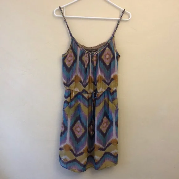 ANTHROPOLOGIE Dress Size Small Charlie Jade 100% Silk retro mod 70’s - Picture 3 of 12